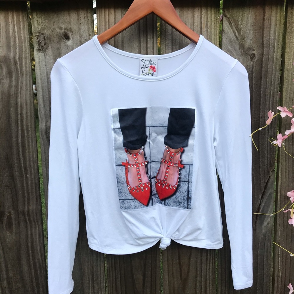 Red heels blouse long sleeve size M color …